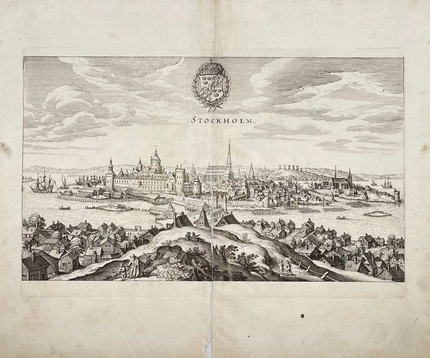 Matthaus Merian (1593-1650) - View of Stockholm - Sweden - Historical Engraving - Dahlströms Fine Art