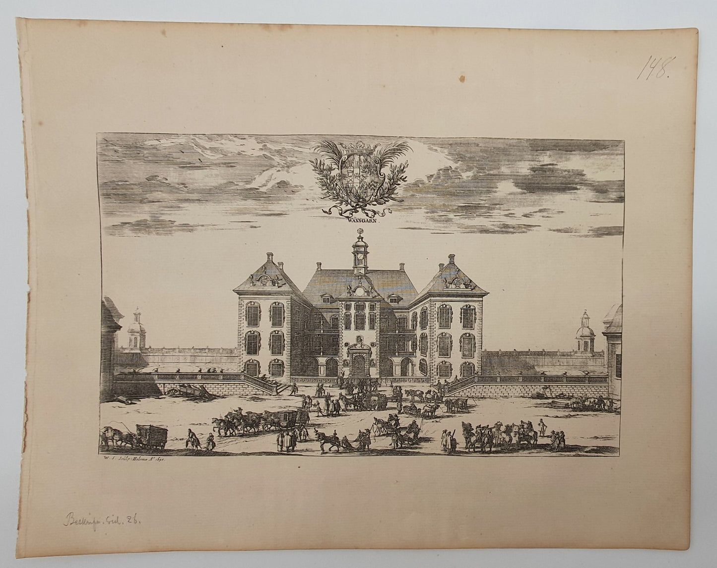 Antique Topographical Print - Venngarns Castle - Garnsviken Sigtuna - Sweden - Dahlströms Fine Art