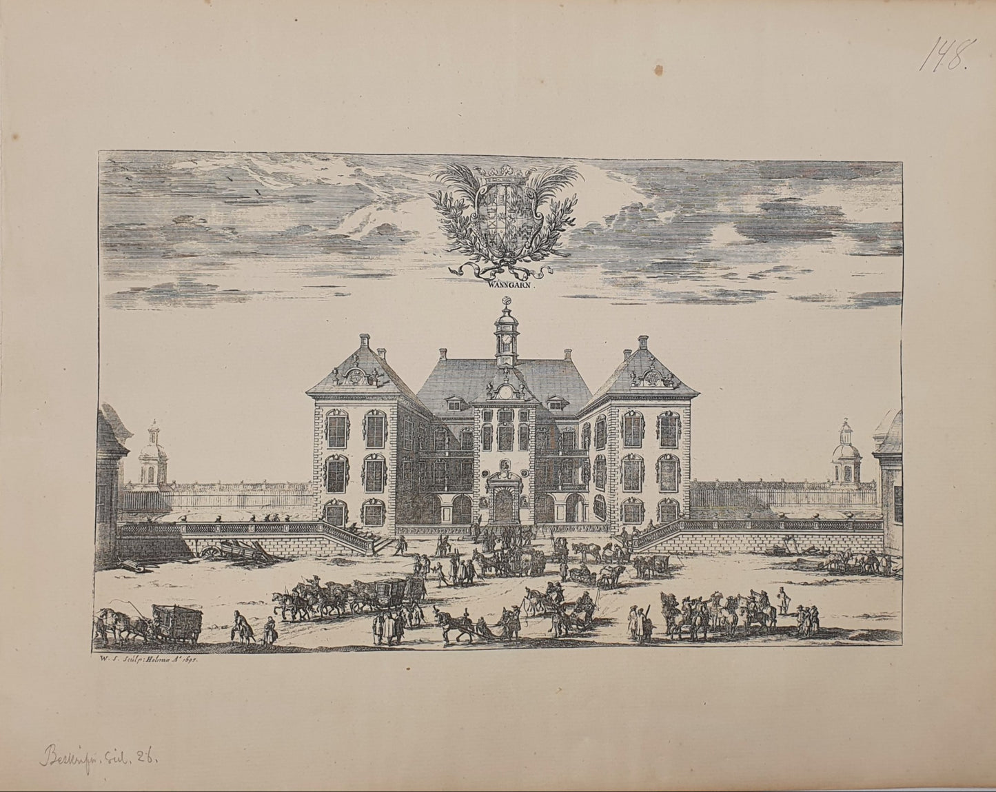 Antique Topographical Print - Venngarns Castle - Garnsviken Sigtuna - Sweden - Dahlströms Fine Art
