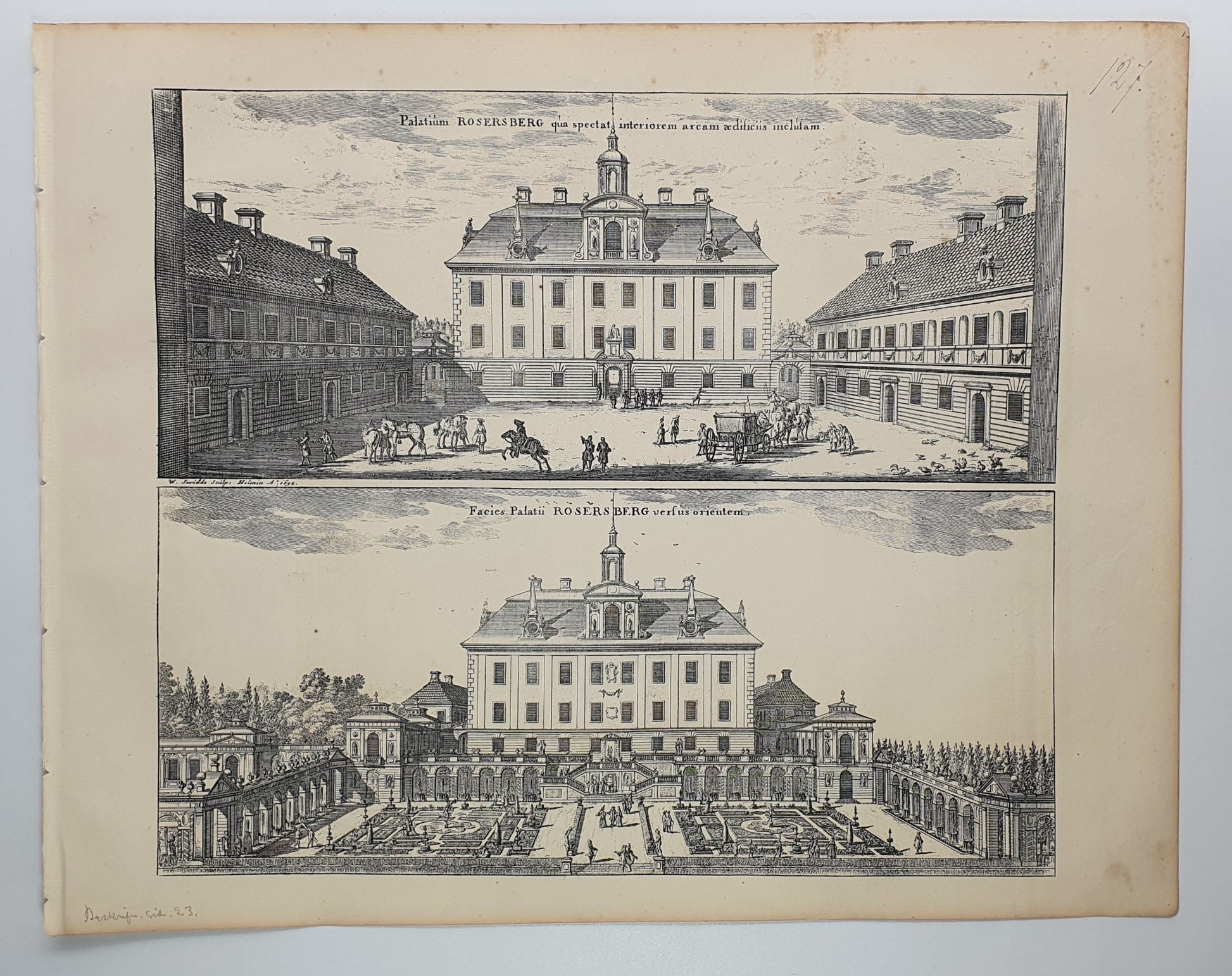 Antique Topographical Print - Rosersberg Castle - Sigtuna, Upplan - Stockholm - Dahlströms Fine Art