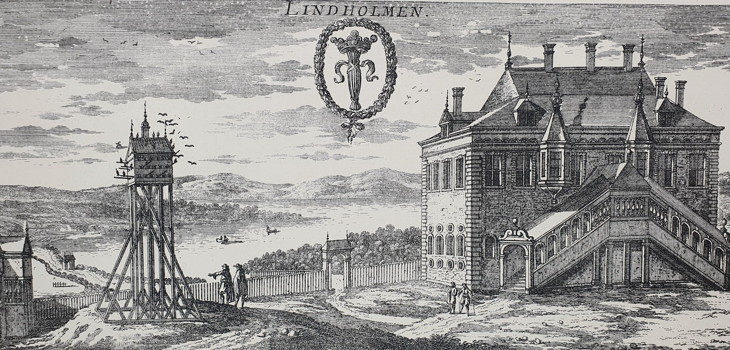Antique Topographical Print - Lindholmen's farm - Lido manor - Vallentuna - Dahlströms Fine Art