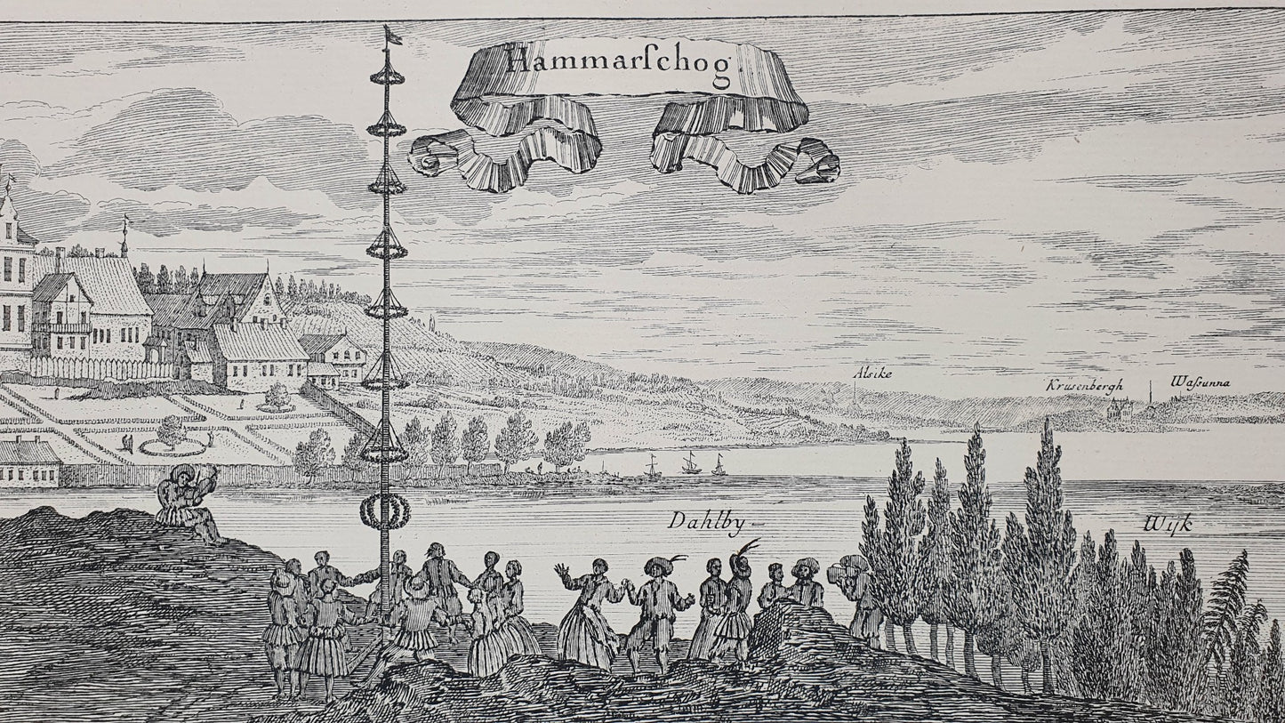 Antique Topographical Print - Hammarskog - Stora Hornsberg - Uppsala - Stockholm - Dahlströms Fine Art