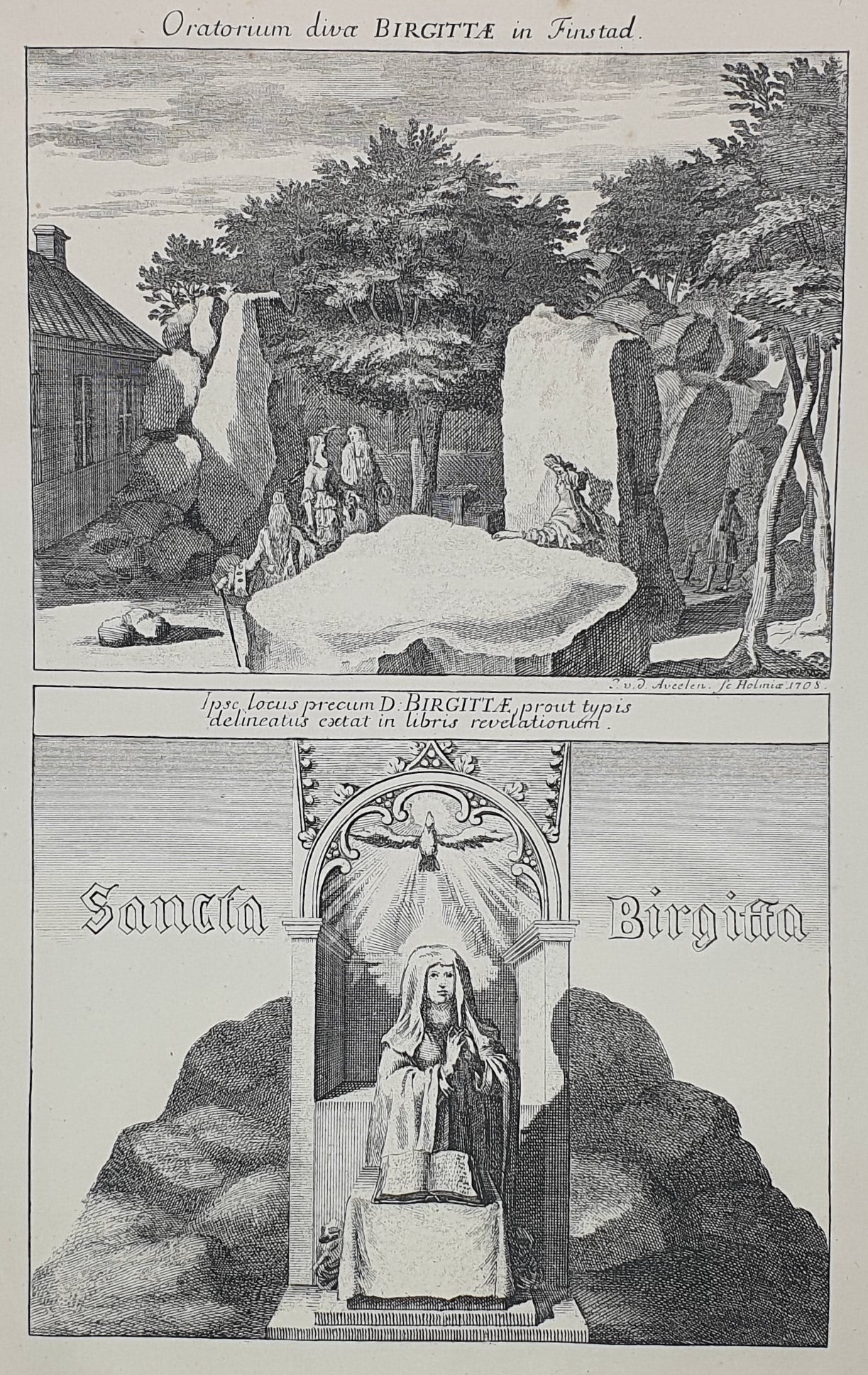 Antique Topographical Print - Finsta - Uppland - Sweden - Heliga Birgitta - Dahlströms Fine Art