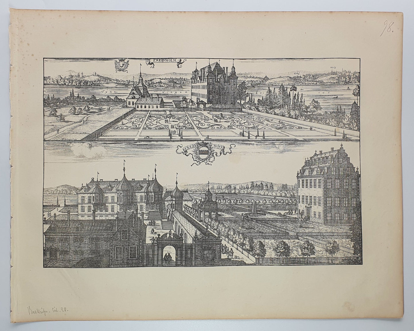 Antique Topographical Print - Ekebyholm Castle - Ekebyhov Castle - Norrtalje - Dahlströms Fine Art