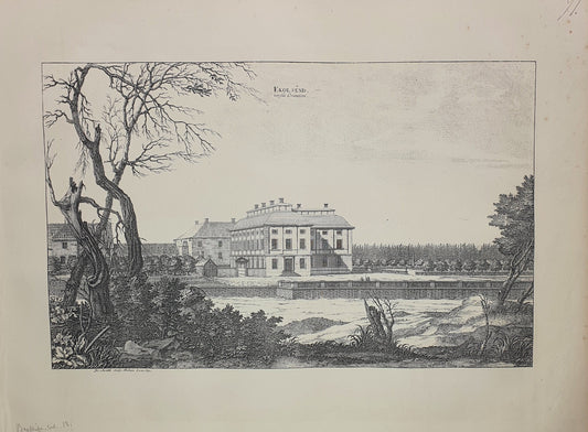 Antique Topographical Print - Ekolsund Castle - Enkoping Municipality, Uppsala - Dahlströms Fine Art