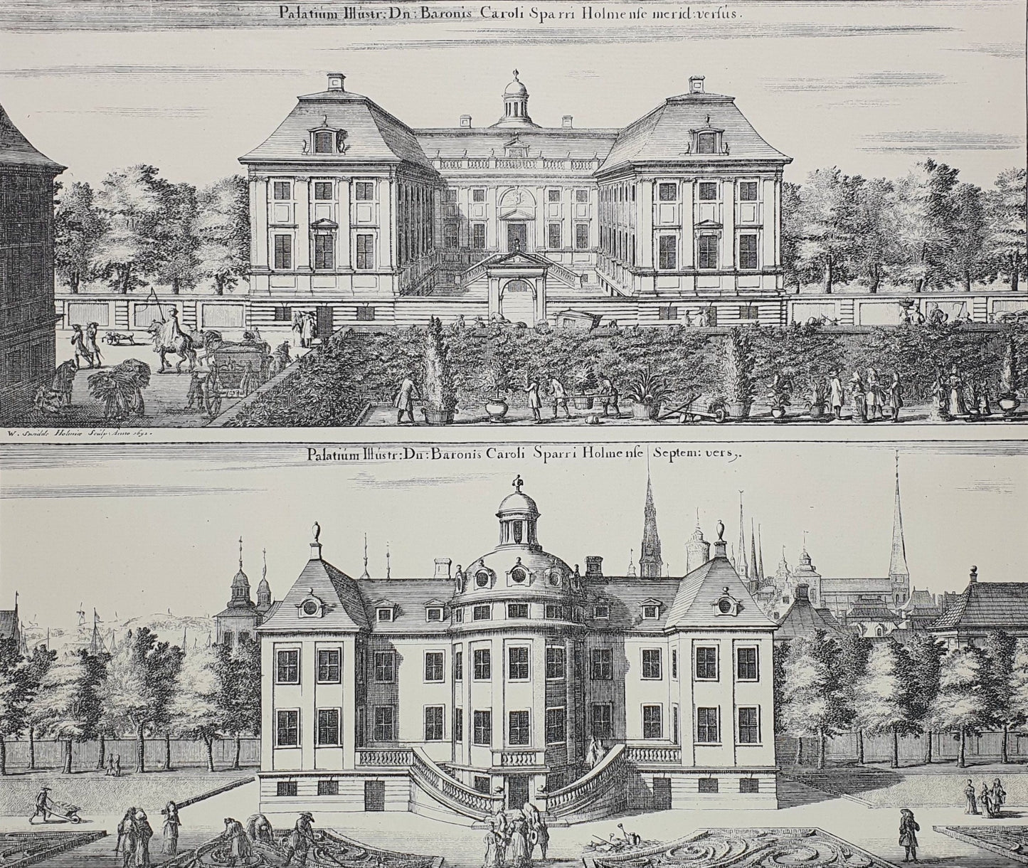 Antique Topographical Print - Karl Sparre's Palace, Hamngatan - Stockholm - Dahlströms Fine Art