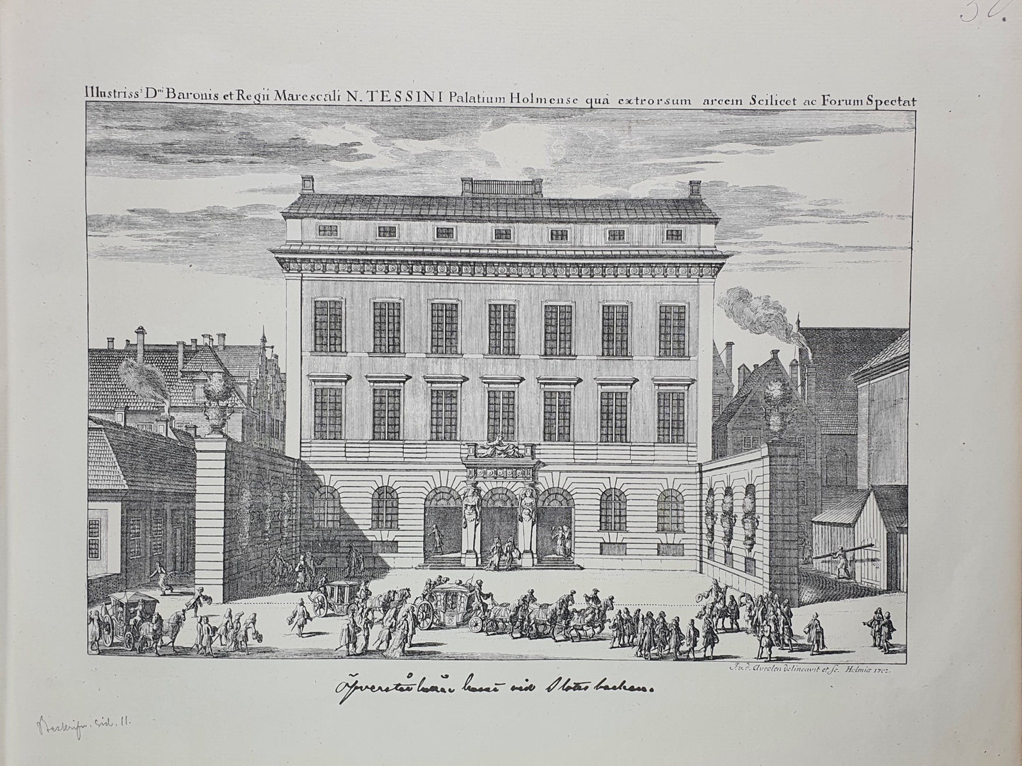 Antique Topographical Print - Tessin Palace - Stockholm, Sweden - Dahlbergh - Dahlströms Fine Art