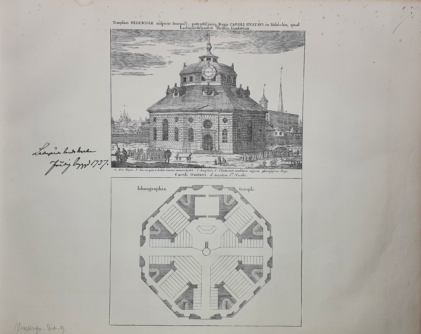 Antique Topographical Print - Hedvig Eleonora Church - Stockholm - Sweden - Dahlströms Fine Art