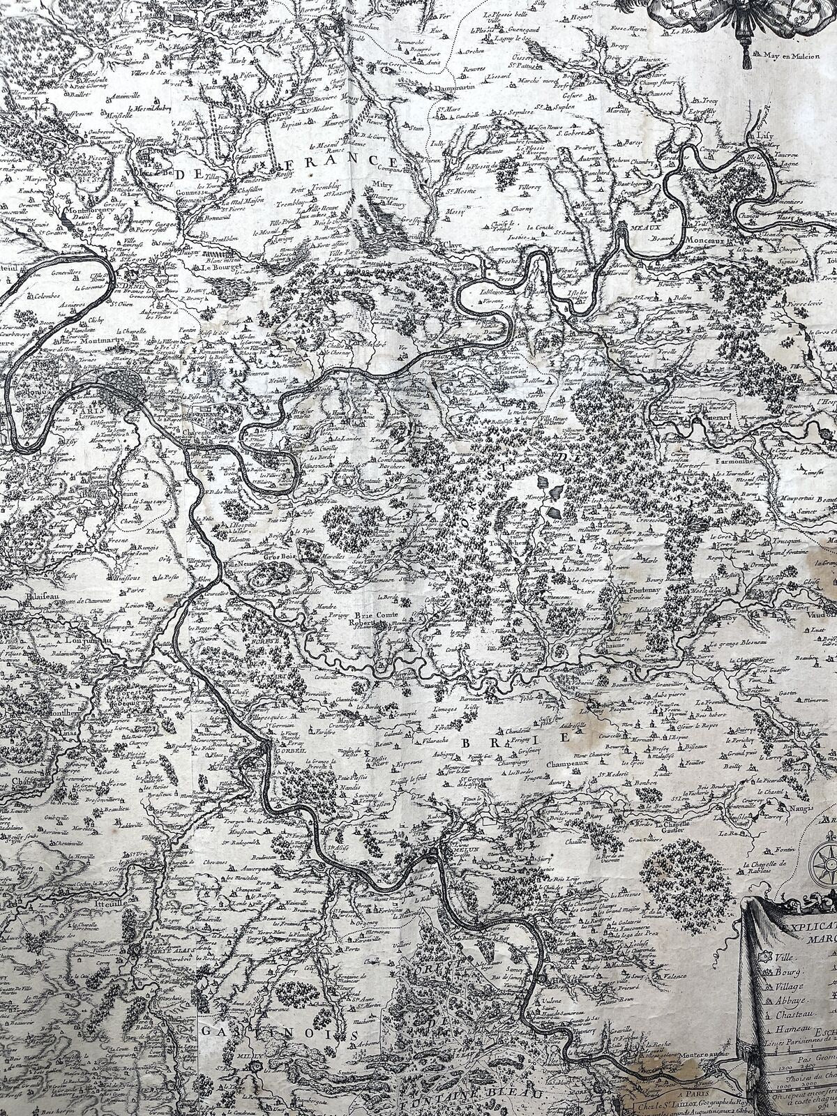 France, Paris Wall Map 1706 Jaillot, Alexis-Hubert - Carte environs de Paris.. - Dahlströms Fine Art