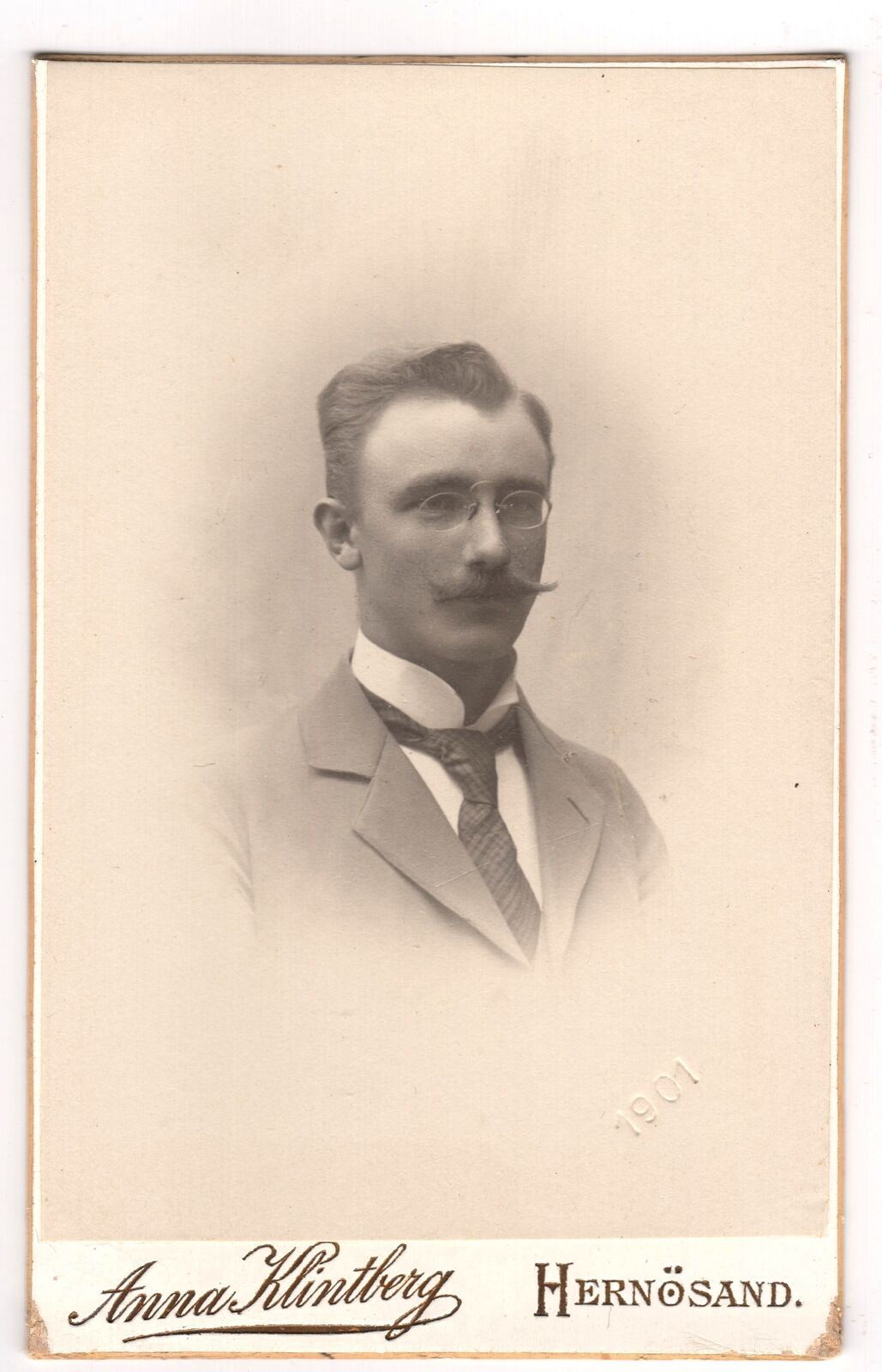 Antique Carte De Visite - Sweden -Anna Klintberg - Man Mustache -Photograph Card - Dahlströms Fine Art