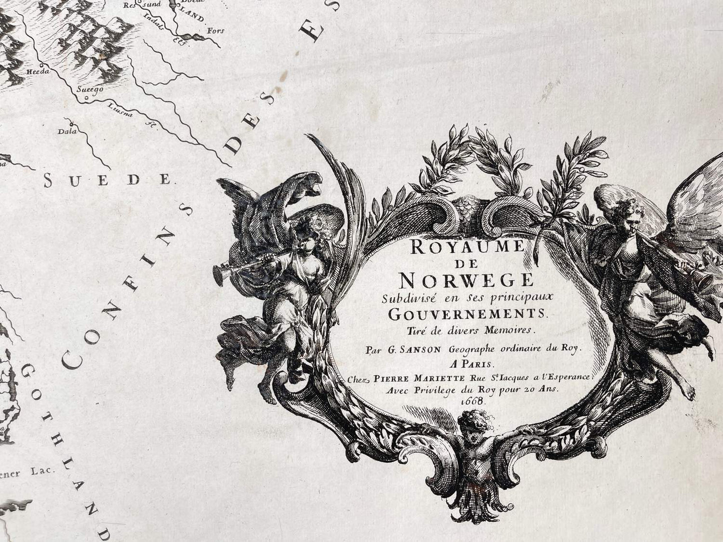 Antique Map of Norway 1668 - Guillaume Sanson - The first printed map - Dahlströms Fine Art