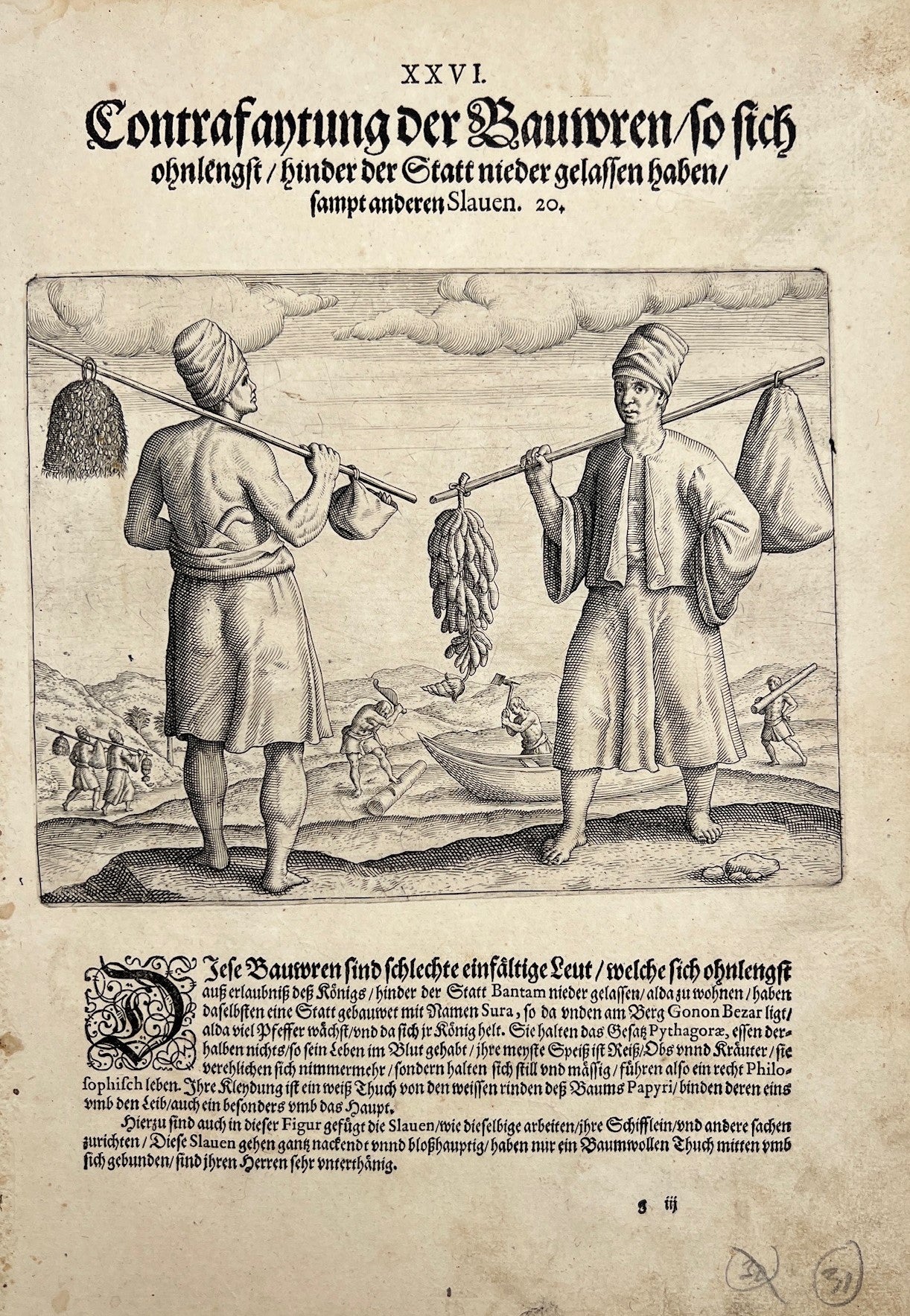 Antique Print - Bantenese People - Johann Theodor de Bry - Voyage - Page 26