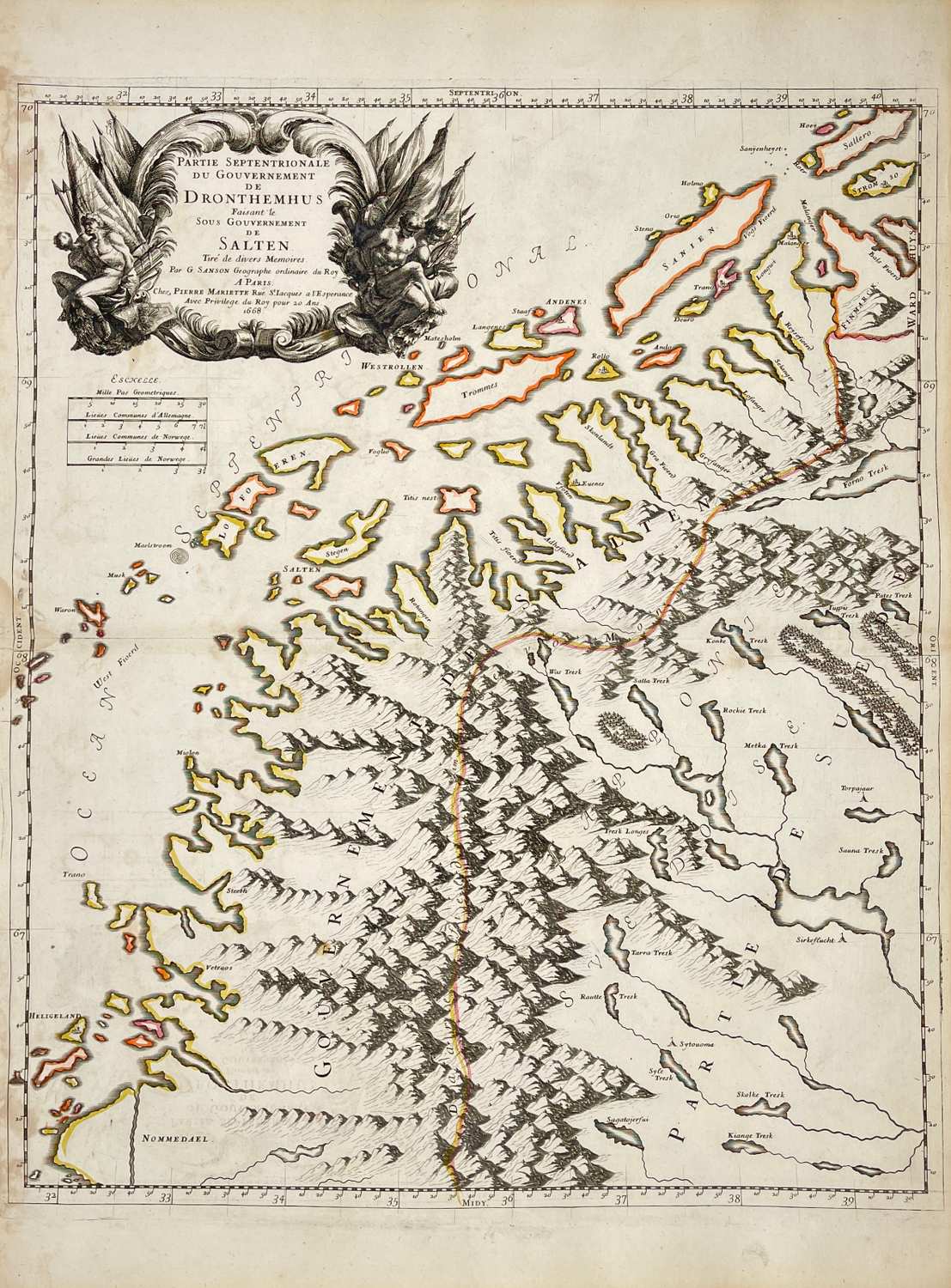 Antique map of Norway - Trondheim - Trondelag - Salten - Dronthemhus - Sanson - Dahlströms Fine Art