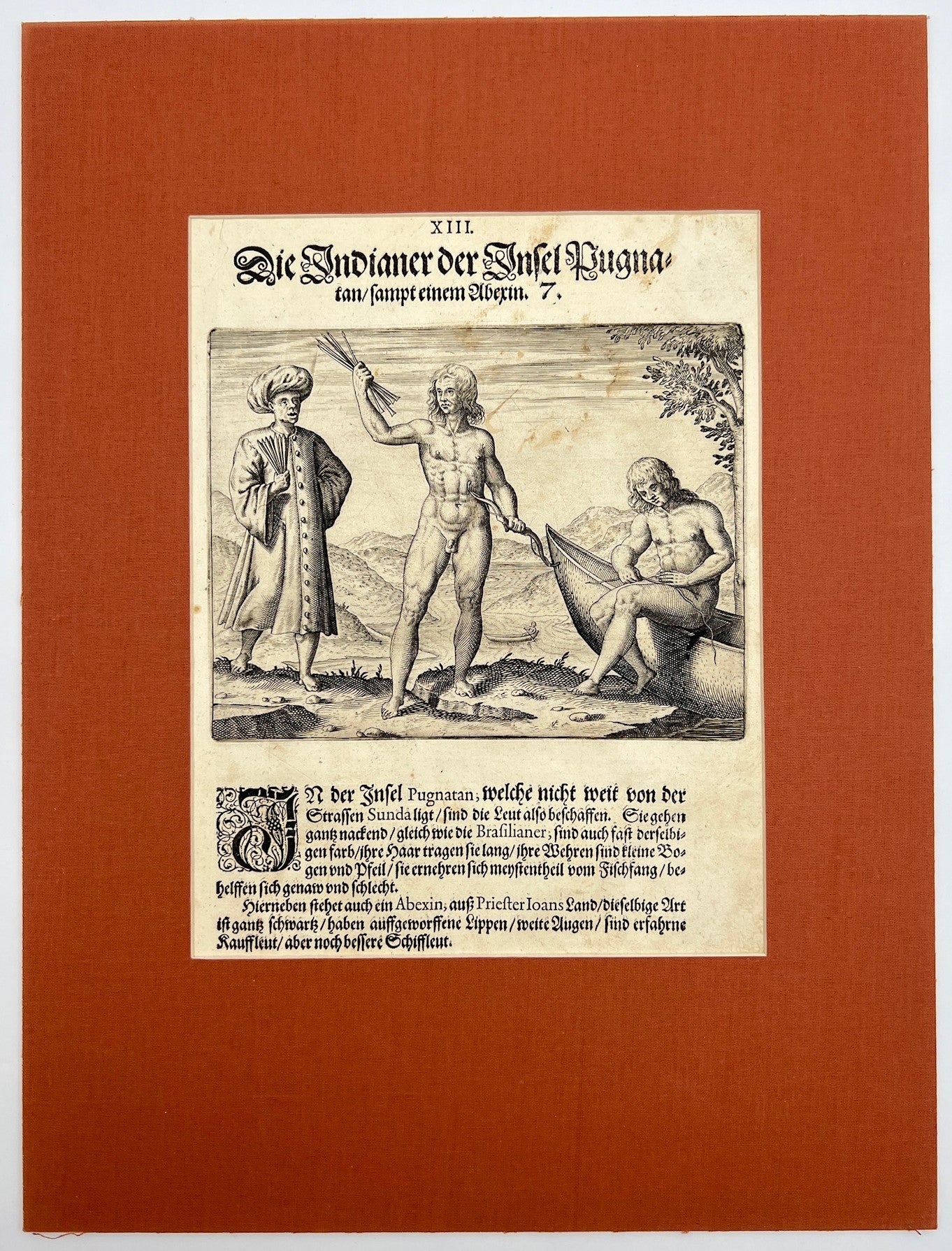 Antique Print - The Indians of the Island of Pugnatan - Theodor de Bry - Voyages
