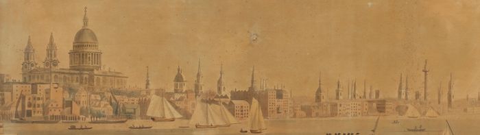 -Original Old London Print - Antique Print - Watercolor - Blackfriars Bridge - - Dahlströms Fine Art