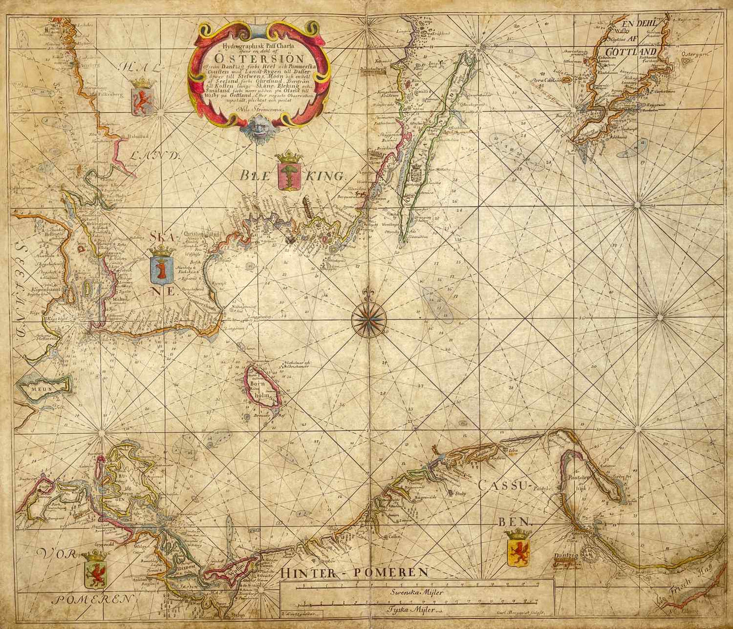 Nils Stromcrona - Chart of the Baltic Sea - Sweden - Denmark - Germany - Poland - Dahlströms Fine Art