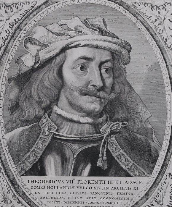 Antique Print - Claes Jansz II Visscher - Portrait of Dirk Count of Holland 1704 - Dahlströms Fine Art
