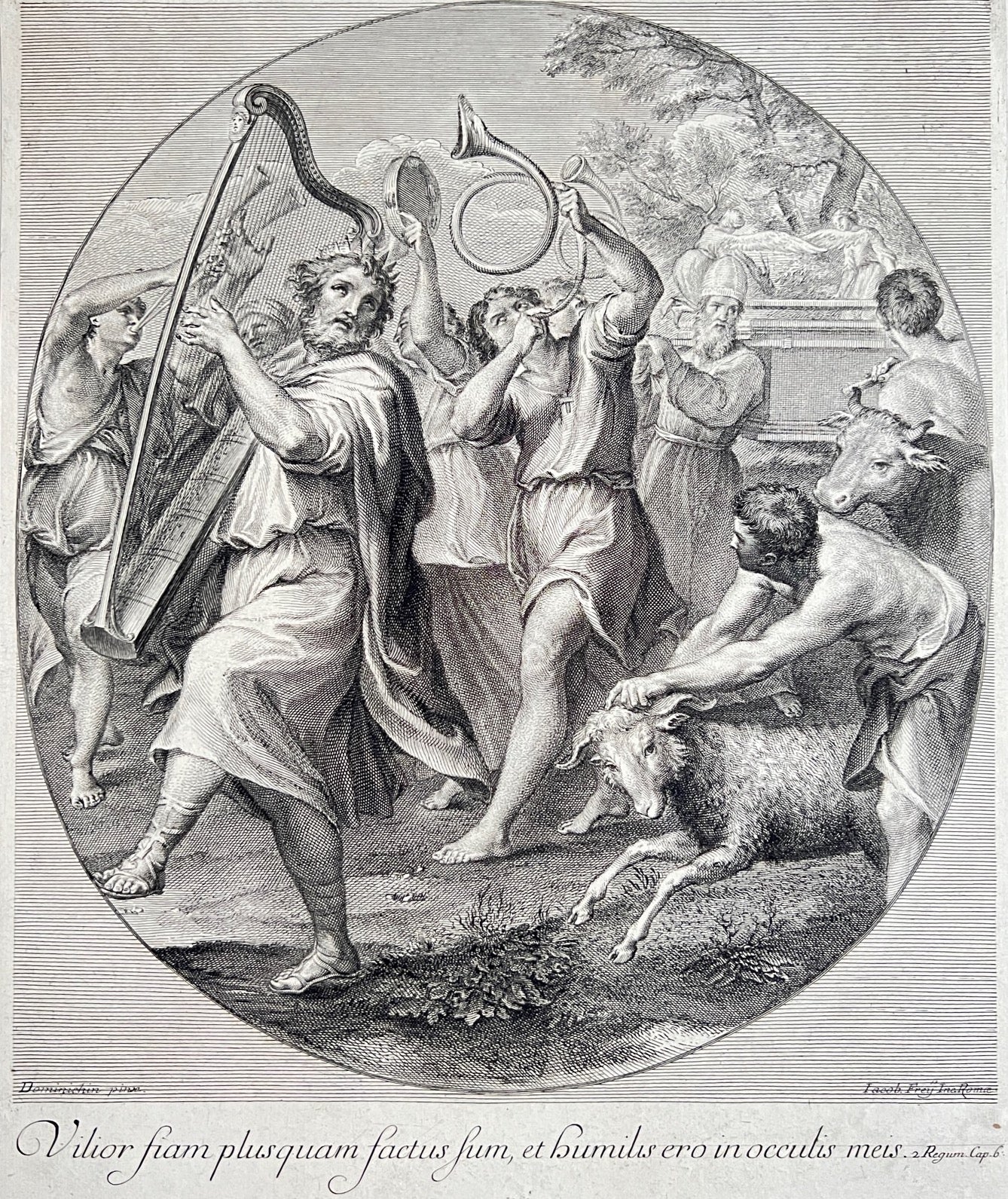 Antique Print - Religious - David Dances before the Ark of the Covenant - Dahlströms Fine Art