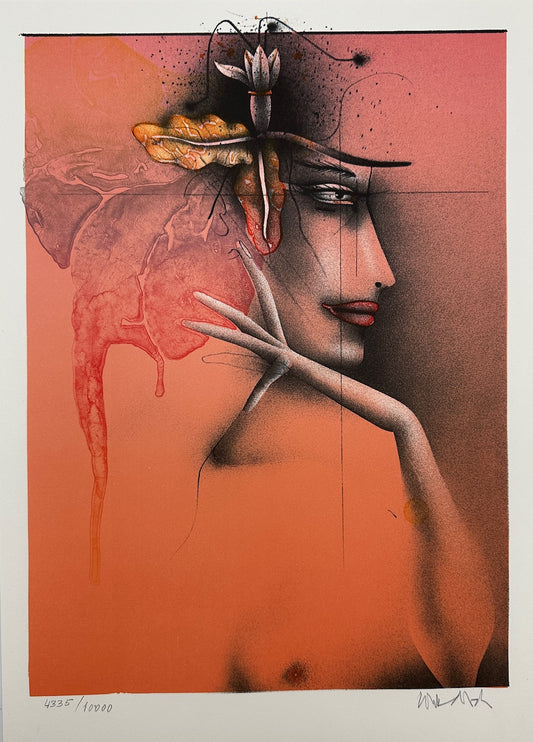 Superb Color Lithograph - Paul Wunderlich - Women With a Flower - Germany