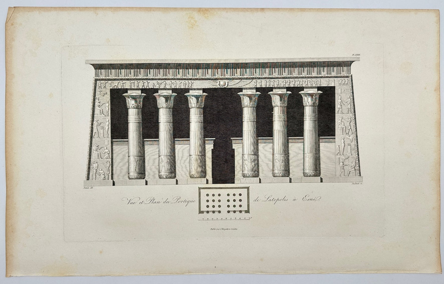 Original Engraving - The Temple of Khnum at Esna - Egypt - Dominique Vivant