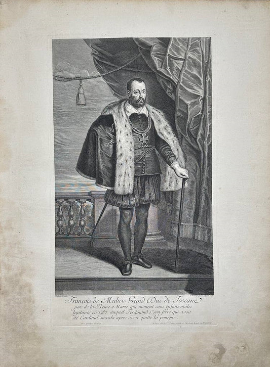 Original Etching - Portrait of Francesco I de Medici - Grand Duke of Tuscany