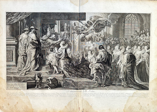 Rare Engraving - Queen's Lauronation - Jean Audran - Paul Rubens  - Nattier