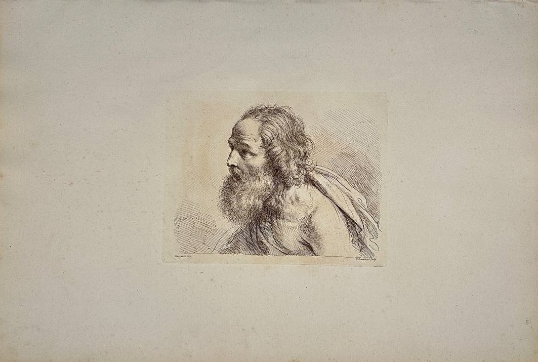 Original Print - Portrait of an Old Man with a Beard, with Naked Shoulders