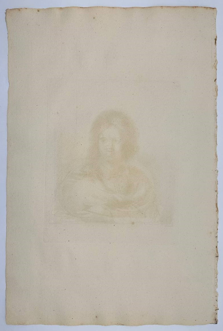 Original Print - Christ - Сrystal Ball - Bartolozzi - Barbieri - Guercino - 1764