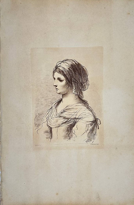 Rare Print - Woman with a Turban - Francesco Bartolozzi - Giovanni Francesco