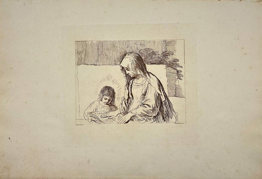 Rare Print - "The Virgin Teaching the Infant Jesus"  - Bartolozzi - Barbieri