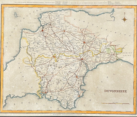 Antique Engraving - Devonshire Map - Richard Creighton - Walker Sculp - England