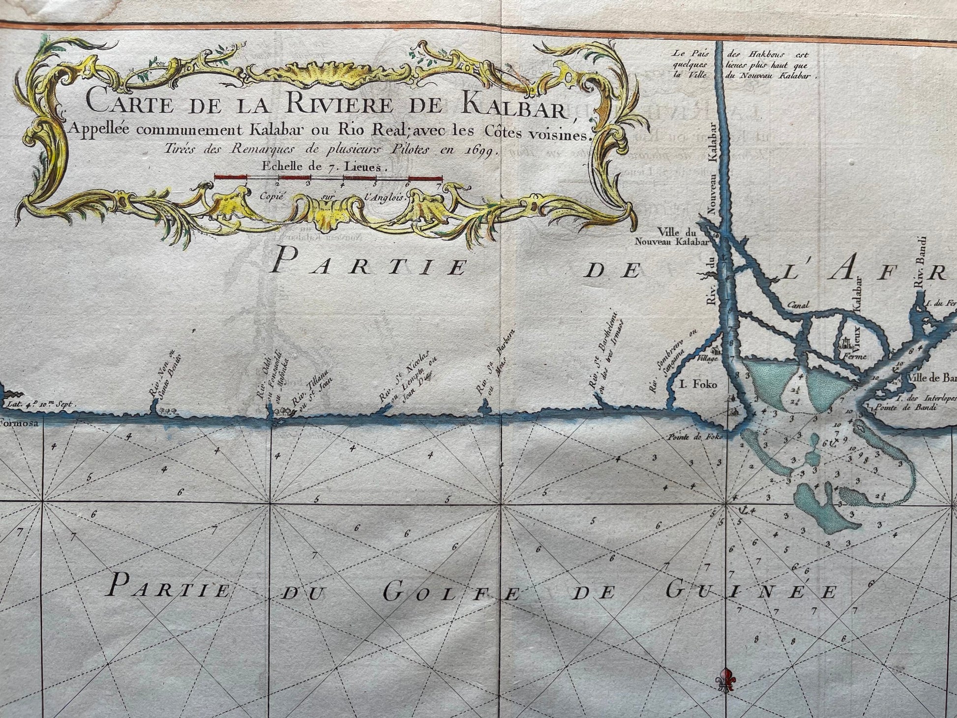 Original Antique Map 1748 Africa Ghana Coast Guinea New Kalabar Nicolas Bellin - Dahlströms Fine Art