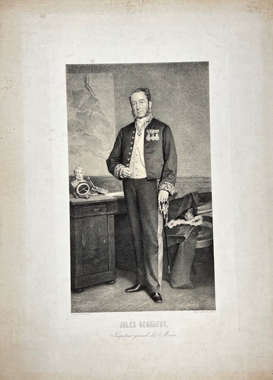 Antique Print - Portrait of Jules Germaert - Liévin De Winne - General - Mines