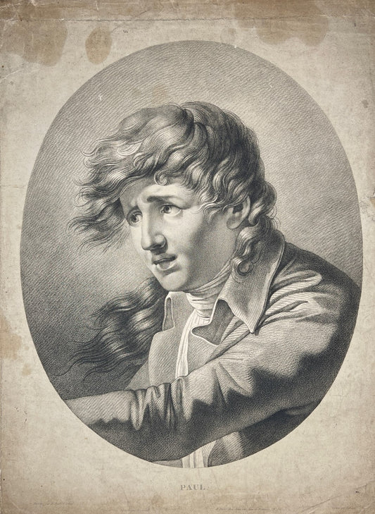 Antique Print - Paul - Portrait of a Young Man - 19th Century - Paris, France