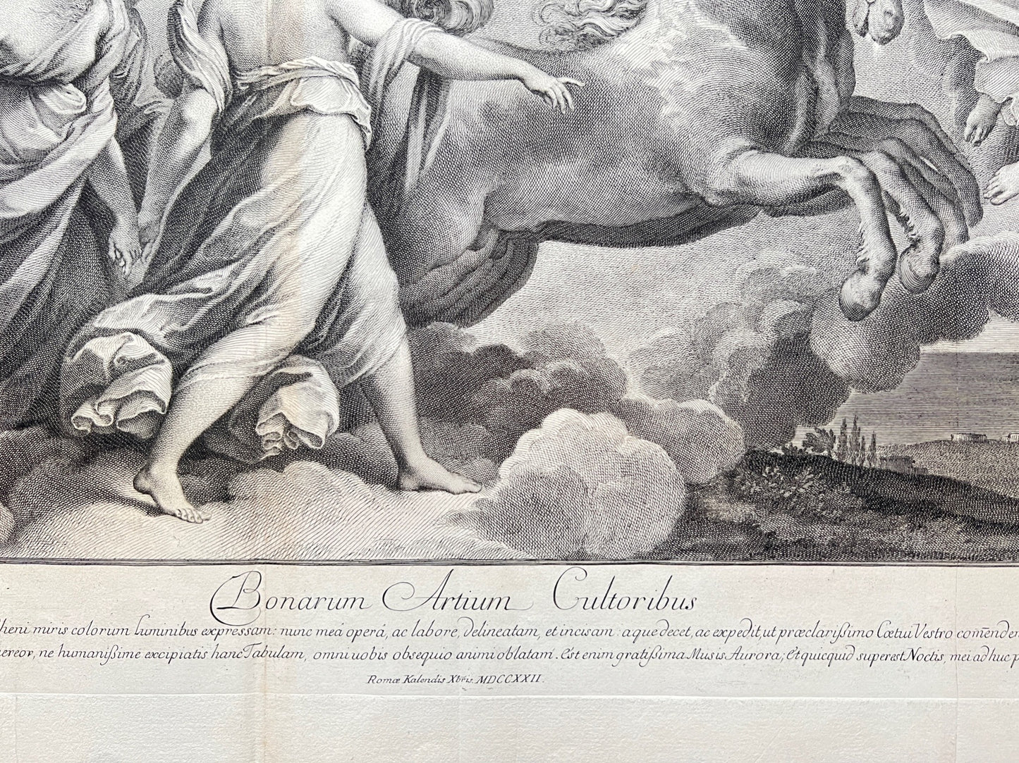 Antique Print - Aurora leading the carriage of Apollo - After Guido Reni - 1722