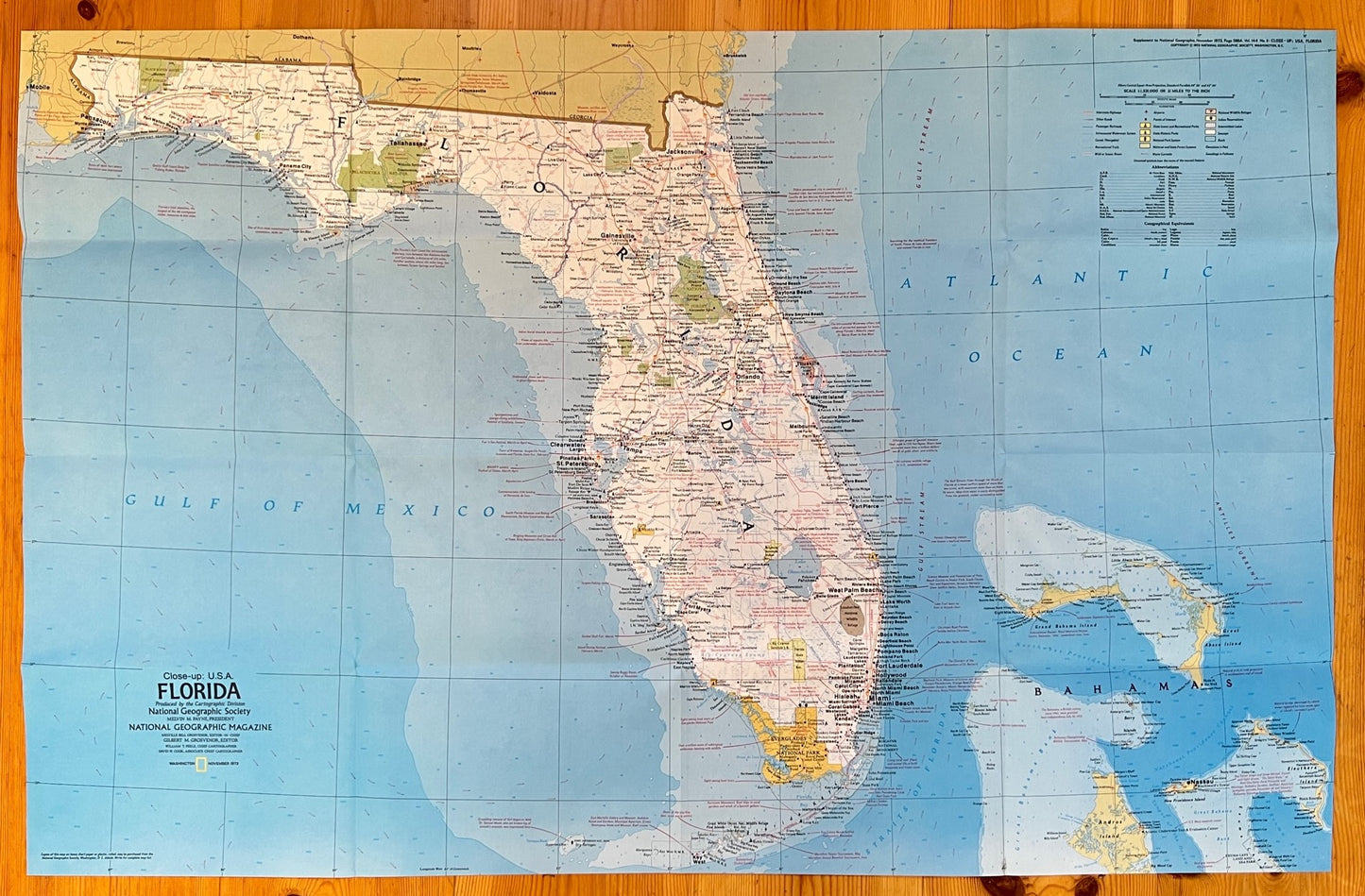 Vintage Map Print - National Geographic - Florida Puerto Rico Virg Islands 1973 - Dahlströms Fine Art