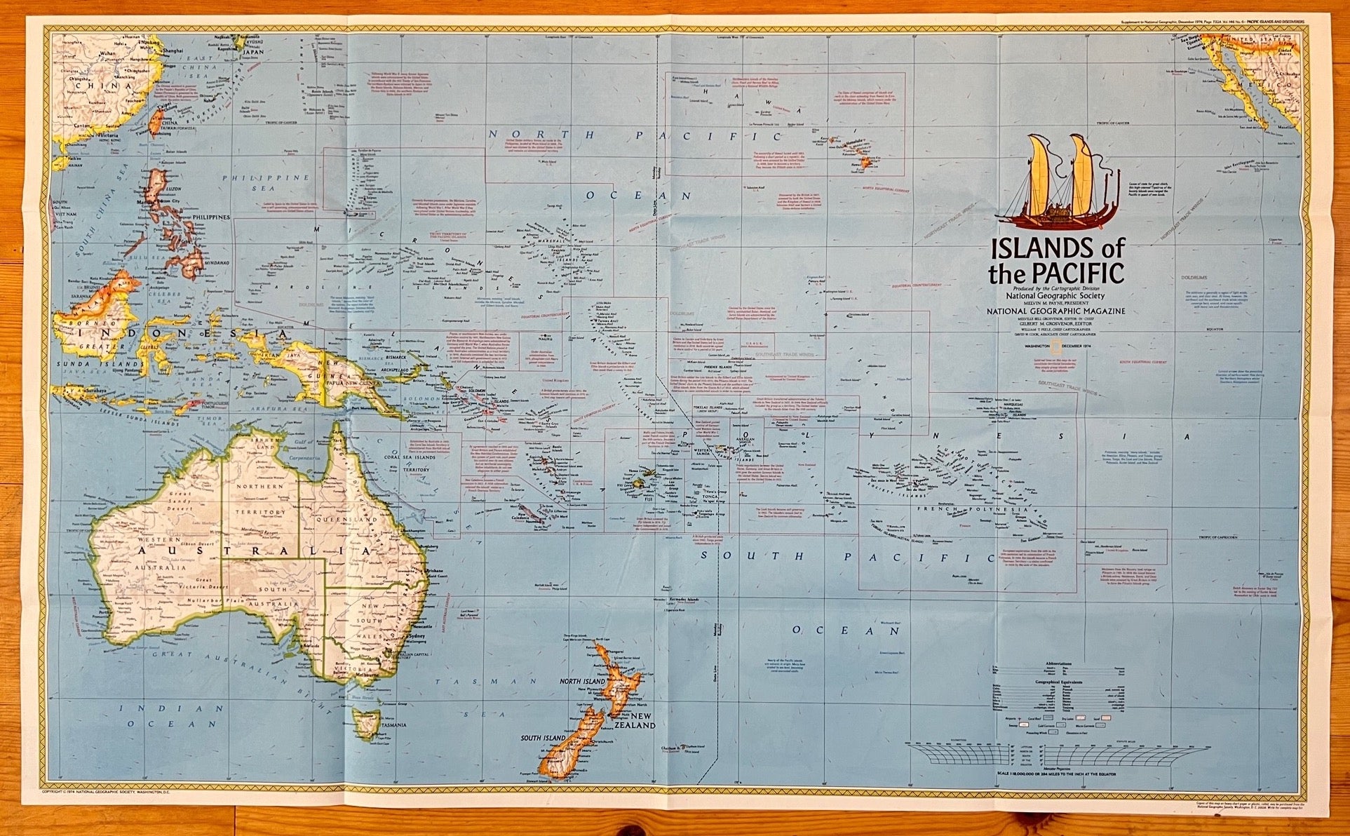 Vintage Map Print - National Geographic - Map of Island of the Pacific - 1974 - Dahlströms Fine Art