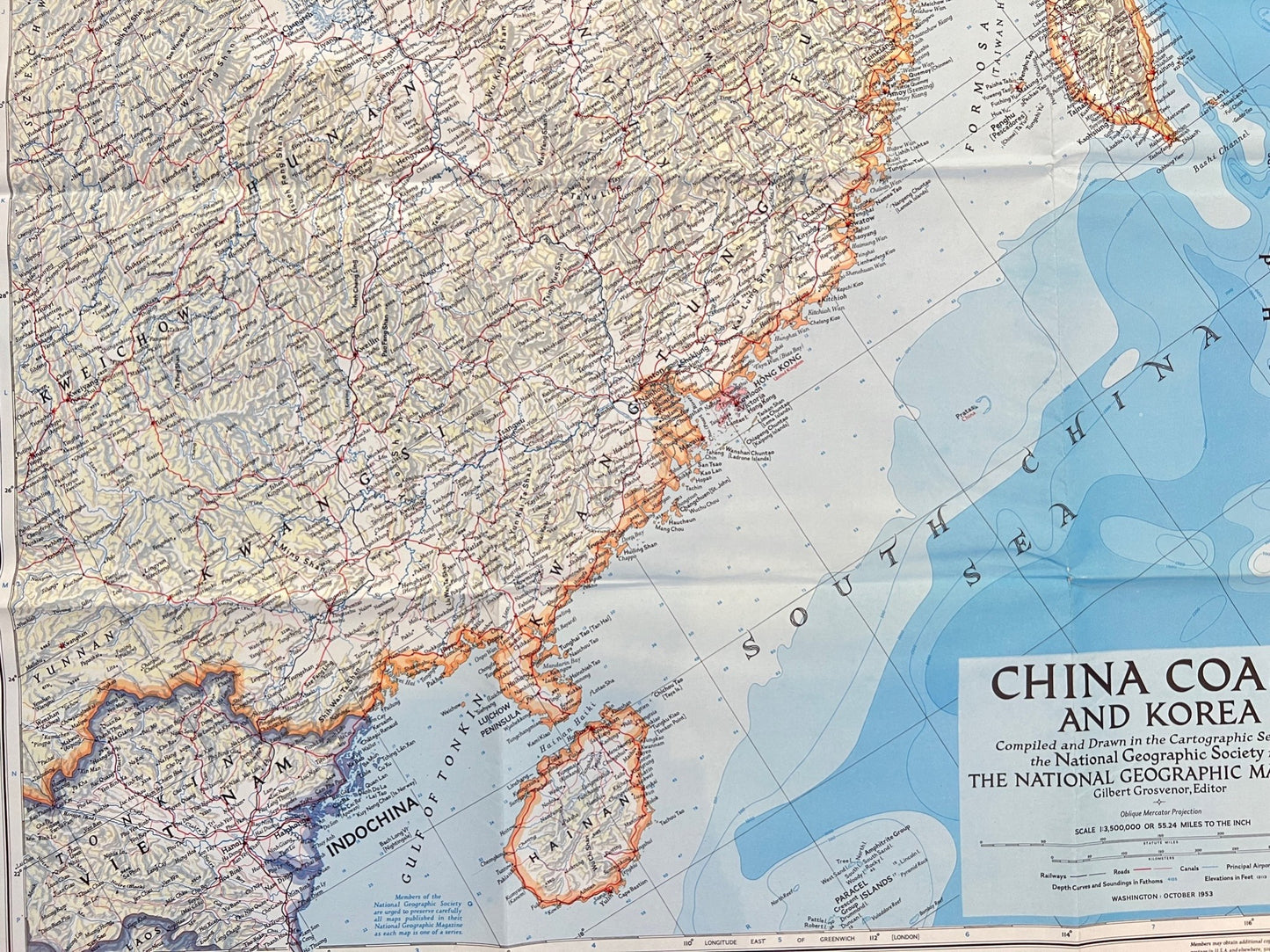 Vintage Map Print - Asia - National Geographic - China Coast - Korea - 1968 - Dahlströms Fine Art