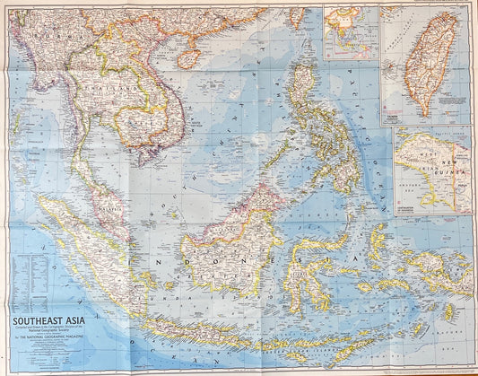 Vintage Map Print - Asia - Southeast Asia - Indonesia - Thailand - Burma - 1968 - Dahlströms Fine Art