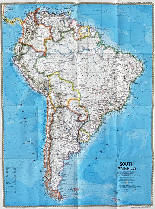 Vintage Map Print - America - South America - Brazil - Bolivia - Paraguay - 1972 - Dahlströms Fine Art