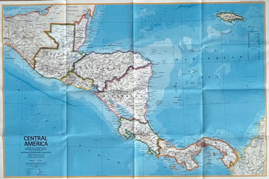 Vintage Map Print - America - Central America - Honduras - Costa Rica - 1972 - Dahlströms Fine Art
