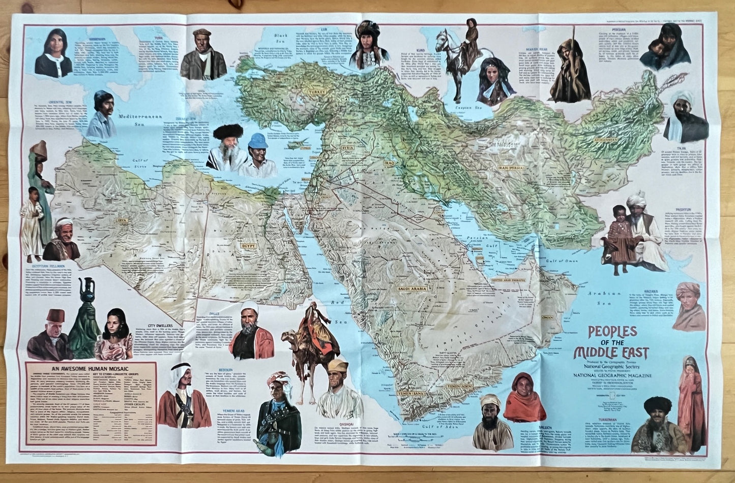 Vintage Map Print - Africa - People of the Middle East - Egypt - Iran - 1972 - Dahlströms Fine Art