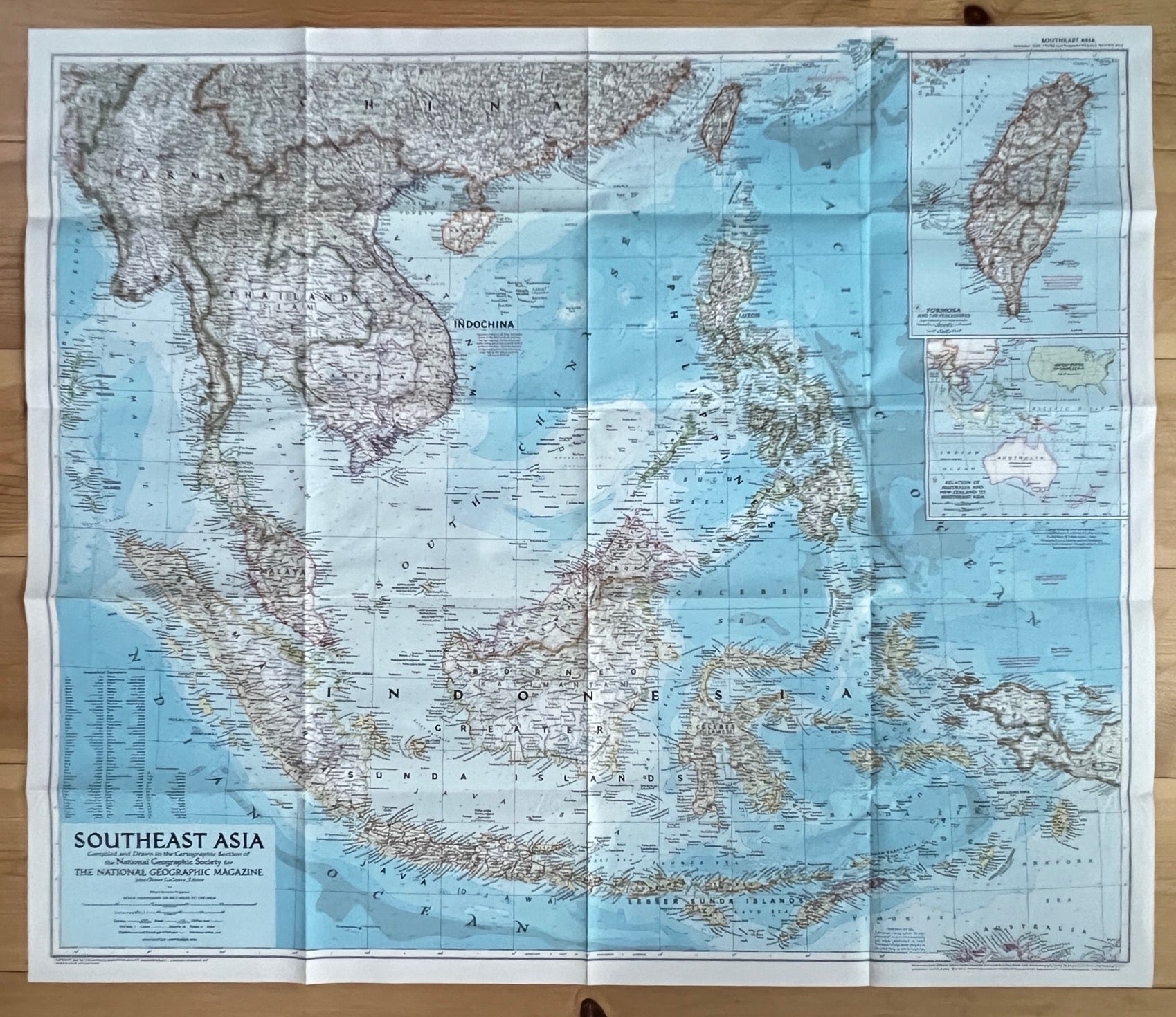 Vintage Map Print - Asia - Southeast Asia - Thailand - Cambodia - Burma - 1972 - Dahlströms Fine Art