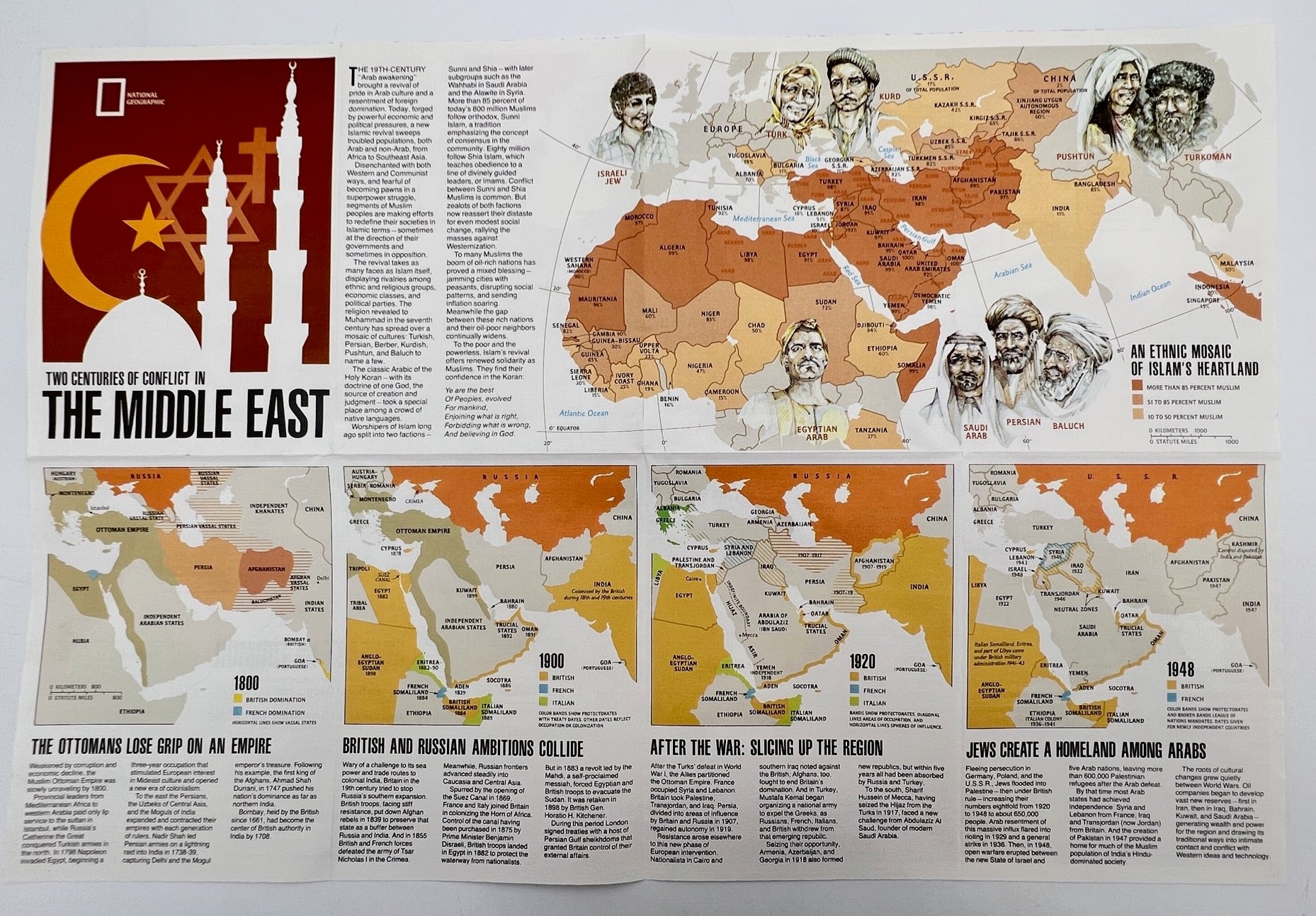 Vintage Map Print - Asia - Mideast in Turmoil - Pakistan - Iran - Oman - 1980 - Dahlströms Fine Art