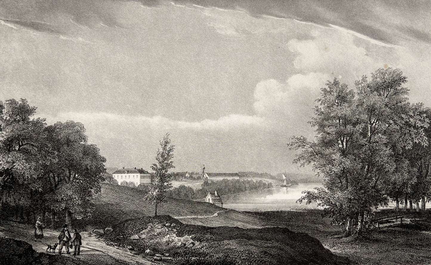 Antique Aquatint - Edsberg Castle - The Bay of Edsviken - Landscape of Sweden