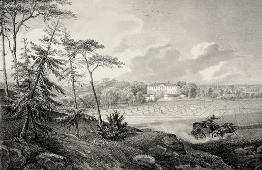 Antique Aquatint - View of Wasby Castle - Upplands Vasby - Landscape of Sweden