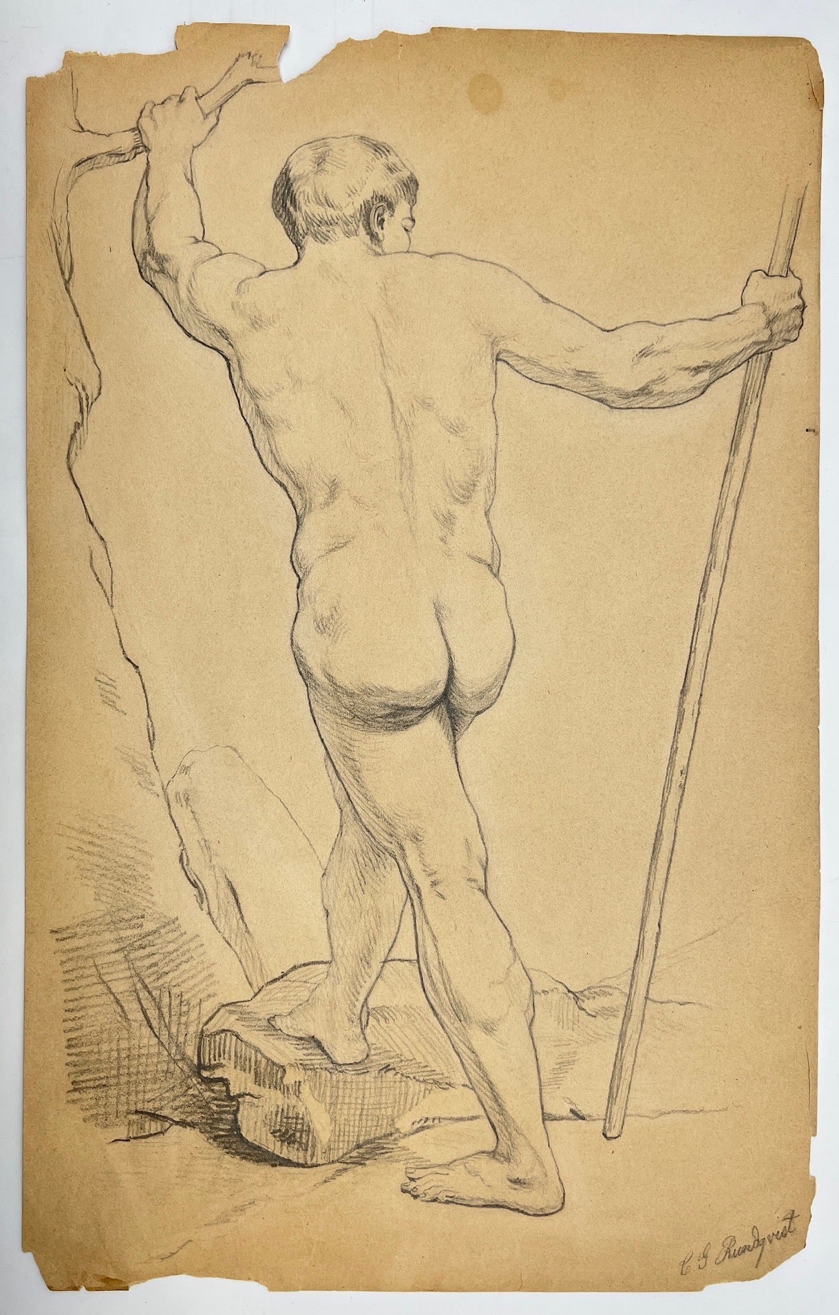 Antique Drawing - Works Student Artists - Academic Drawing - Naked Man - Graphic - Dahlströms Fine Art
