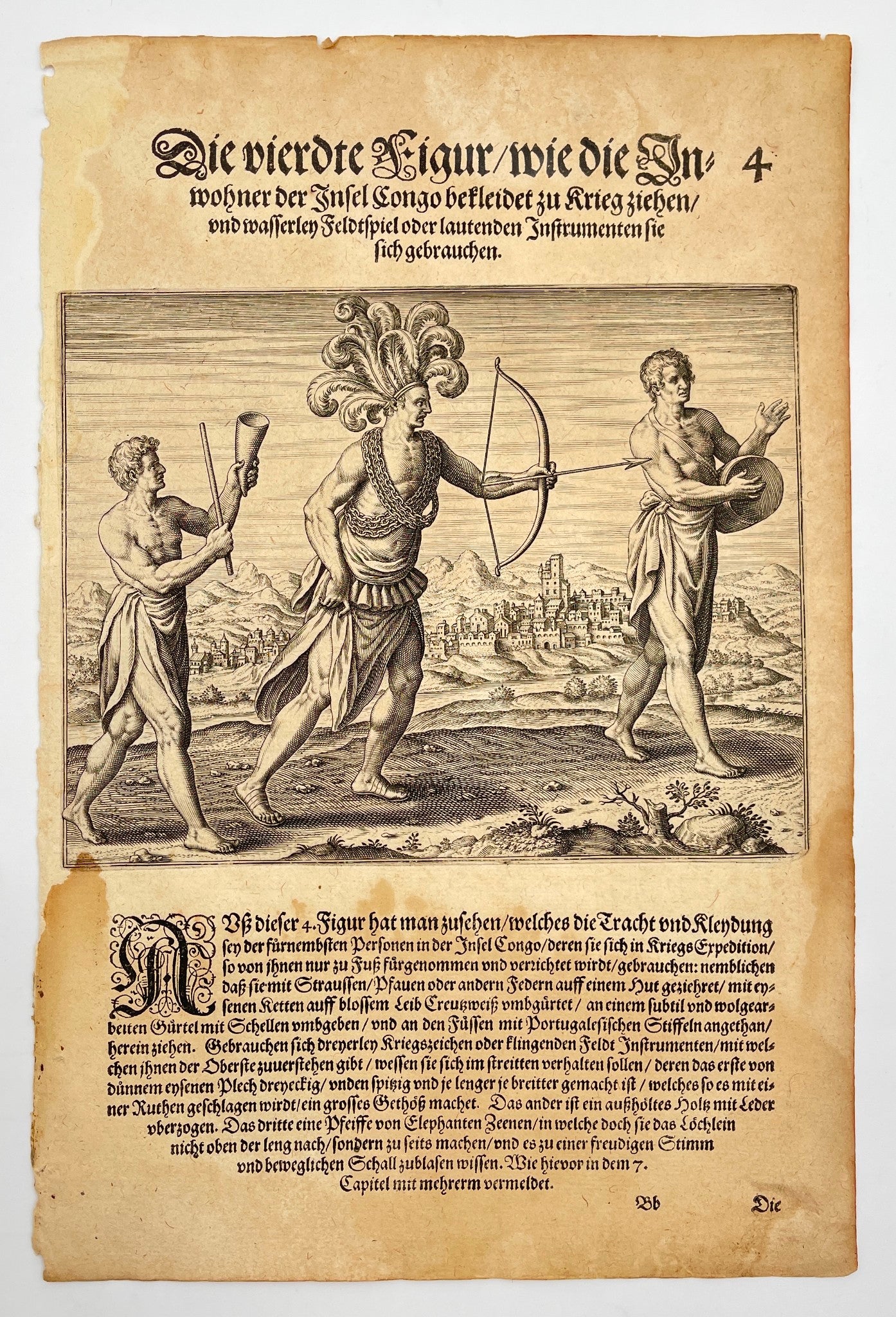 Antique Print - Theodor de Bry - "African Congo Warriors" - Regnum Congo - Dahlströms Fine Art