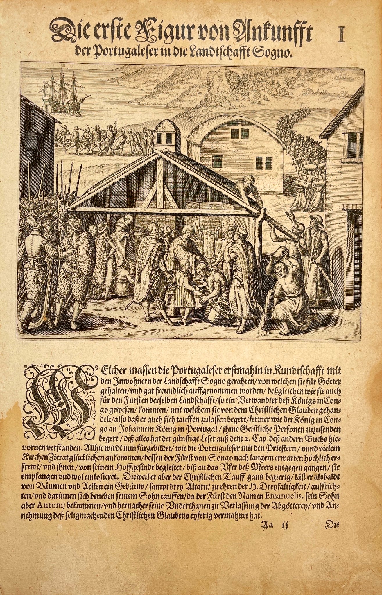 Antique Print - Theodor de Bry - "Conversion of the King of the Congo" - Germany - Dahlströms Fine Art