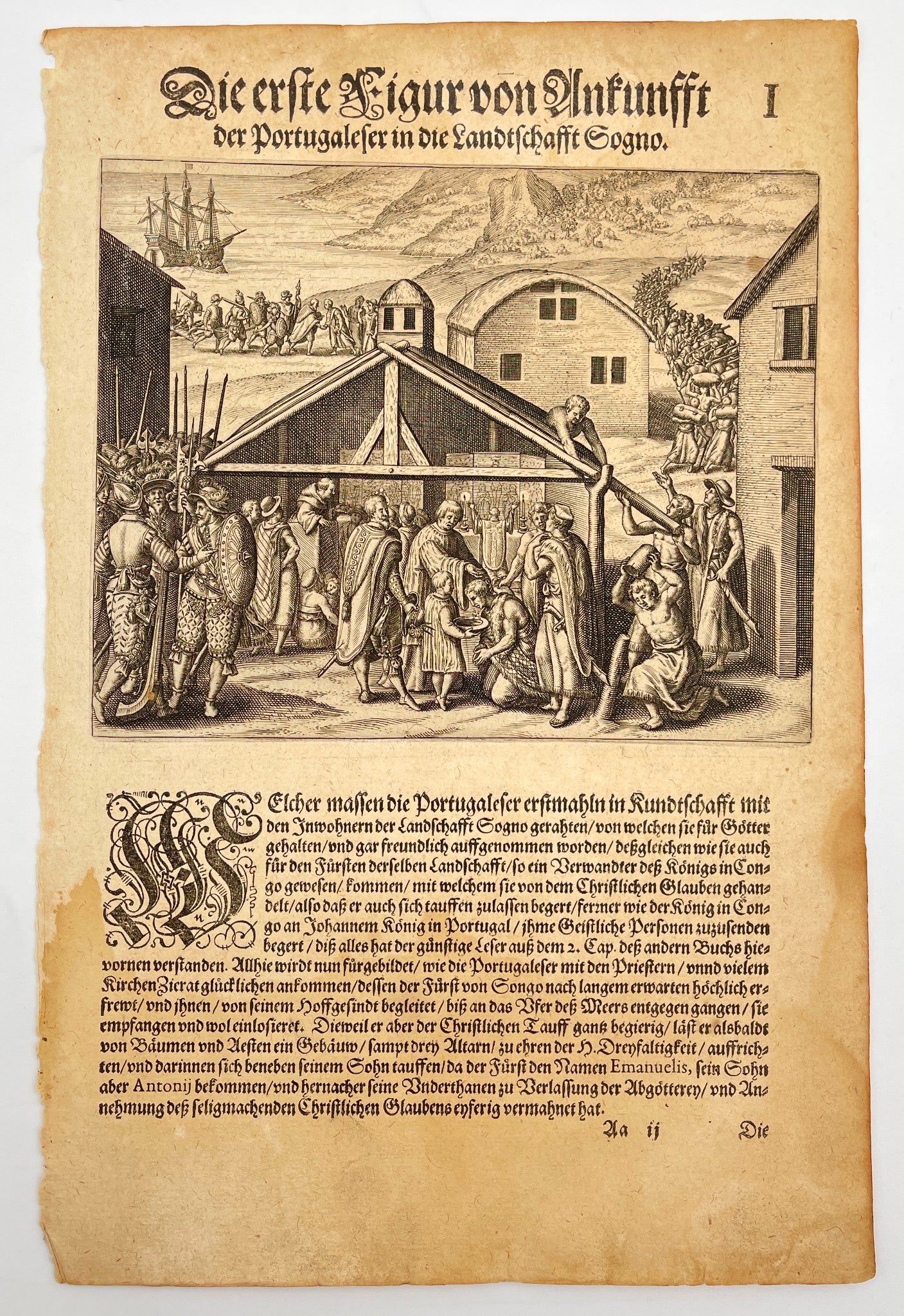 Antique Print - Theodor de Bry - "Conversion of the King of the Congo" - Germany - Dahlströms Fine Art